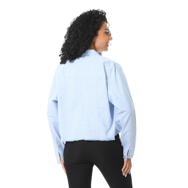 Cropped Jeans Jacket - Sky Blue