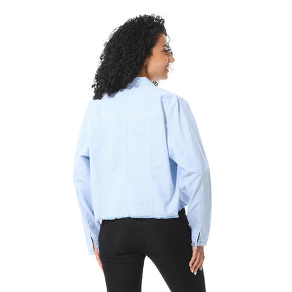 Cropped Jeans Jacket - Sky Blue