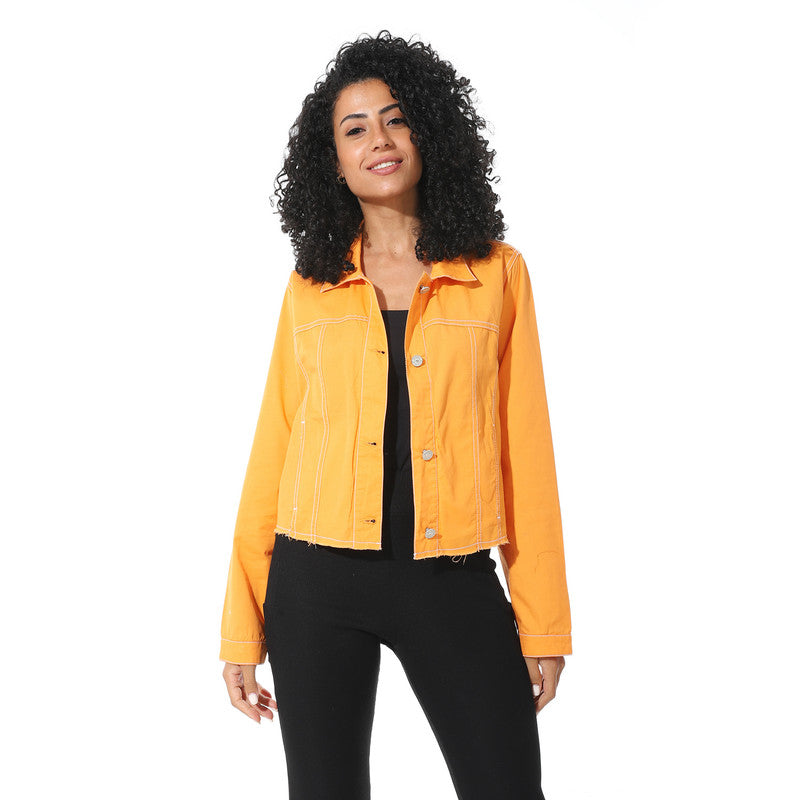 Cropped Jeans Jacket - Orange