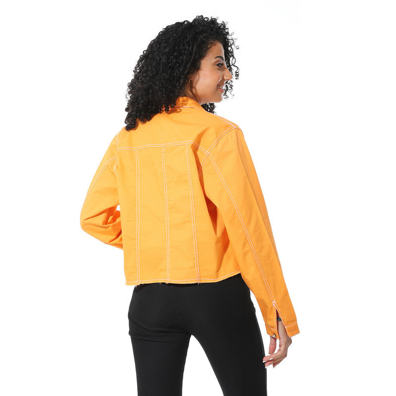 Cropped Jeans Jacket - Orange