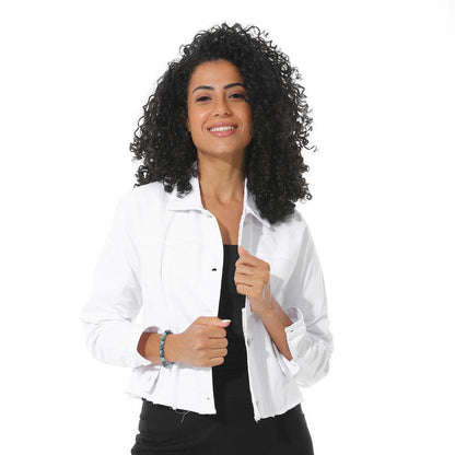 Cropped Jeans Jacket - White