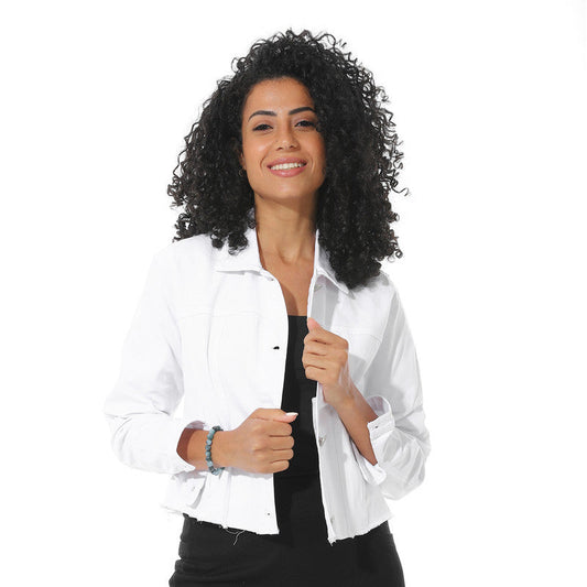 Cropped Jeans Jacket - White