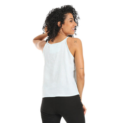 Sleevless Lenin Crossed Blouse - Aque