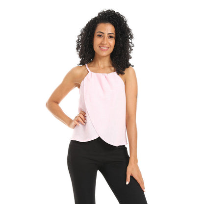 Sleevless Lenin Crossed Blouse - Rose