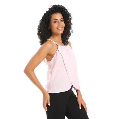 Sleevless Lenin Crossed Blouse - Rose