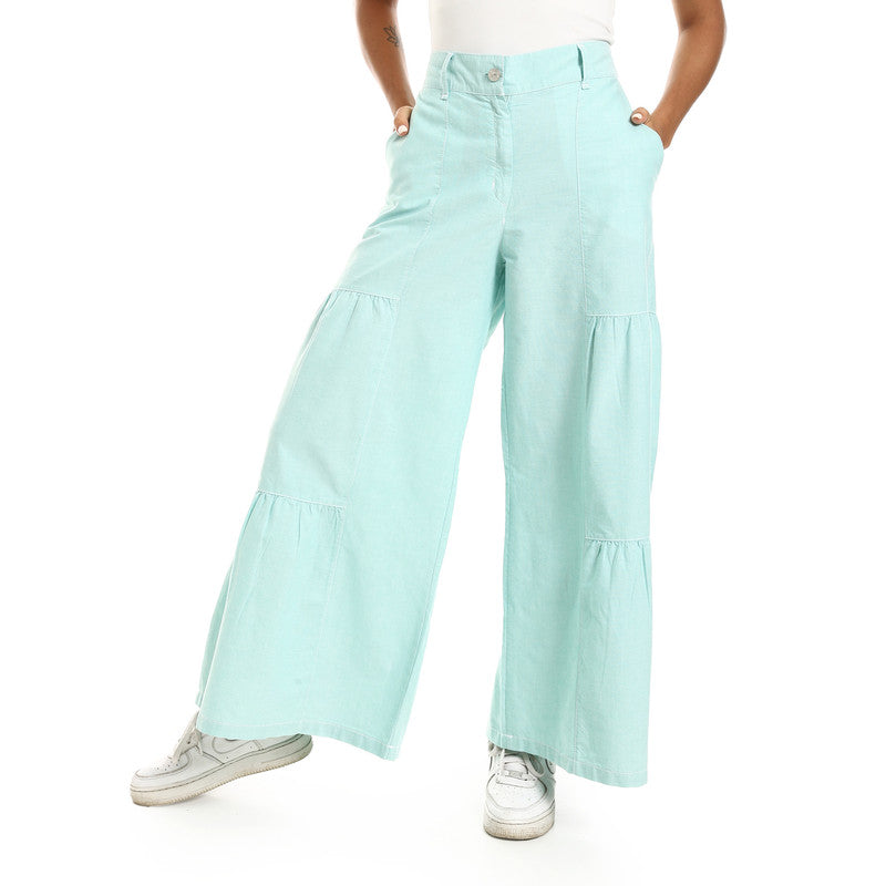 Wide-Leg Tiered Pants - Mint Green