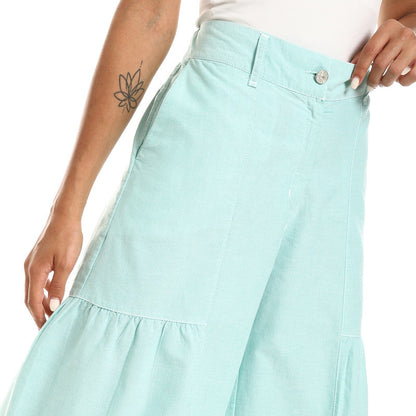 Wide-Leg Tiered Pants - Mint Green