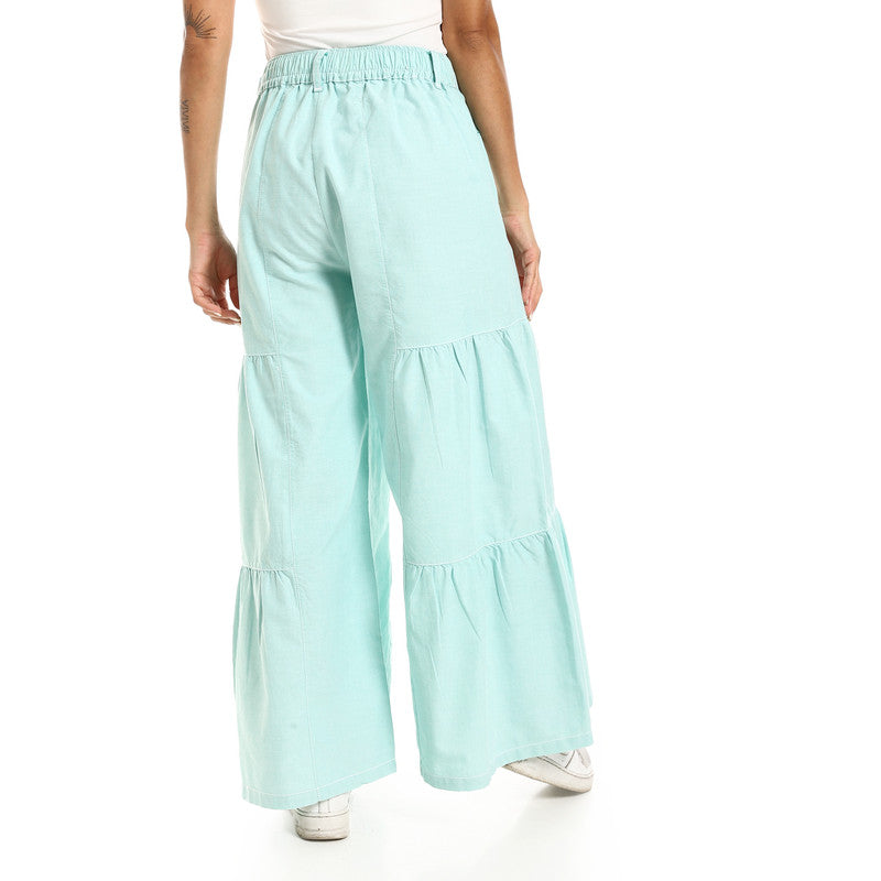 Wide-Leg Tiered Pants - Mint Green