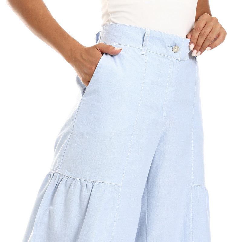 Wide-Leg Tiered Pants - Sky Blue