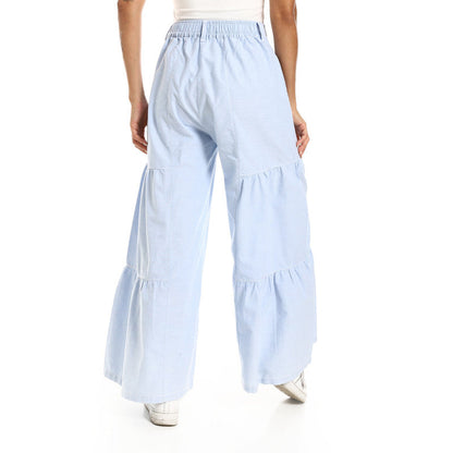 Wide-Leg Tiered Pants - Sky Blue