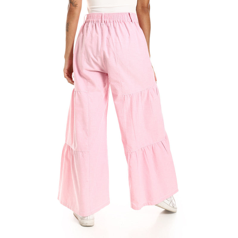 Wide-Leg Tiered Pants - Rose