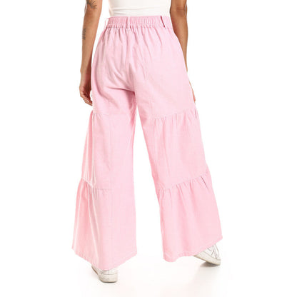 Wide-Leg Tiered Pants - Rose