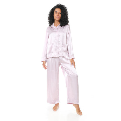 Long Sleeve Satin Pyjama - Lilac