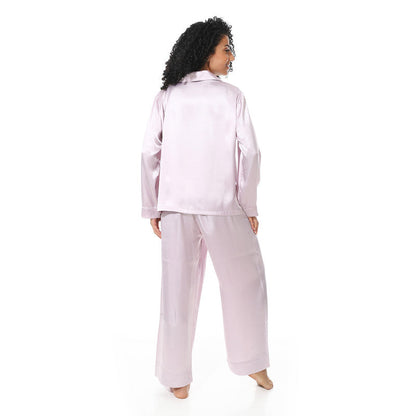 Long Sleeve Satin Pyjama - Lilac