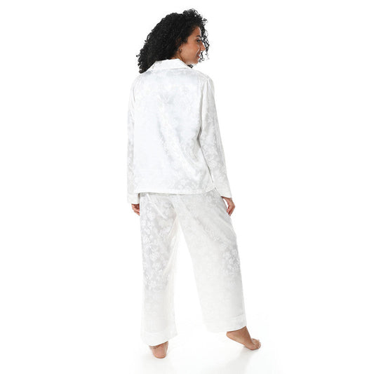 Long Sleeve Satin Pyjama - White