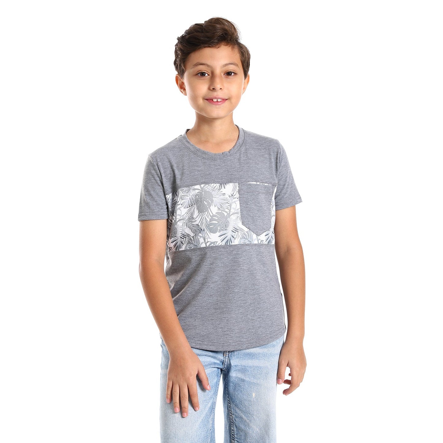 Palm leaves short sleeved pocketed T-shirt