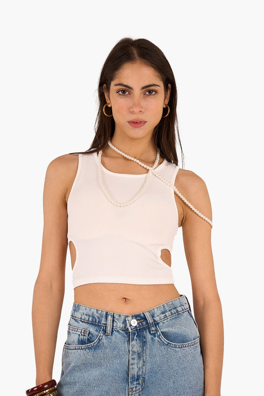 Cropped Cut-Out Ribbed Top