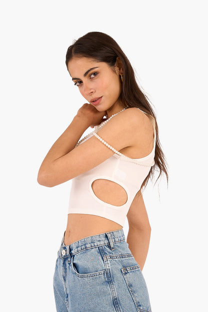 Cropped Cut-Out Ribbed Top