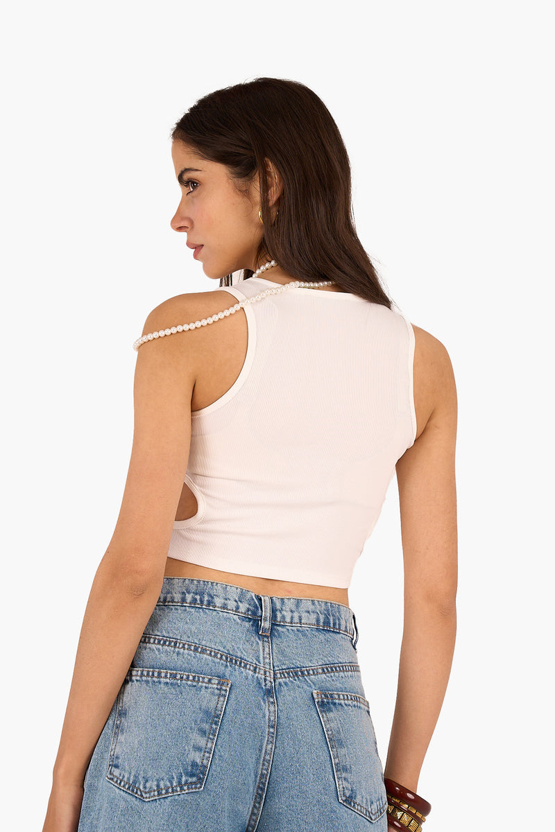 Cropped Cut-Out Ribbed Top