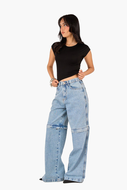 Cropped Crew Neck Viscose Top