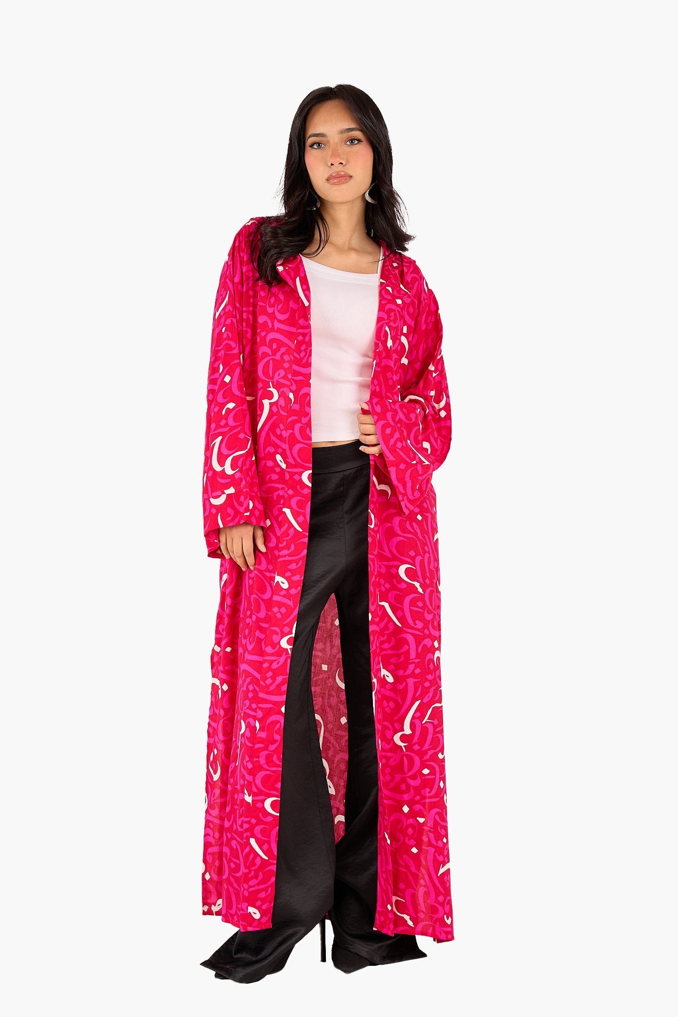 Arabic Letters Hooded Kimono