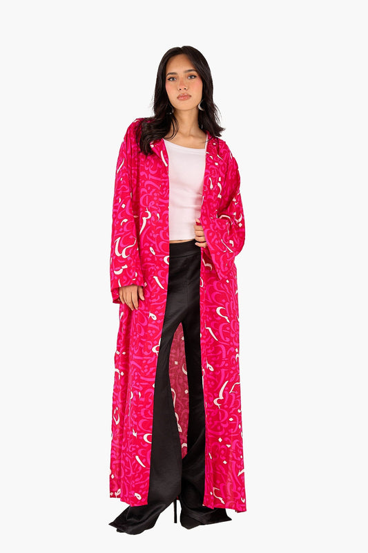 Arabic Letters Hooded Kimono