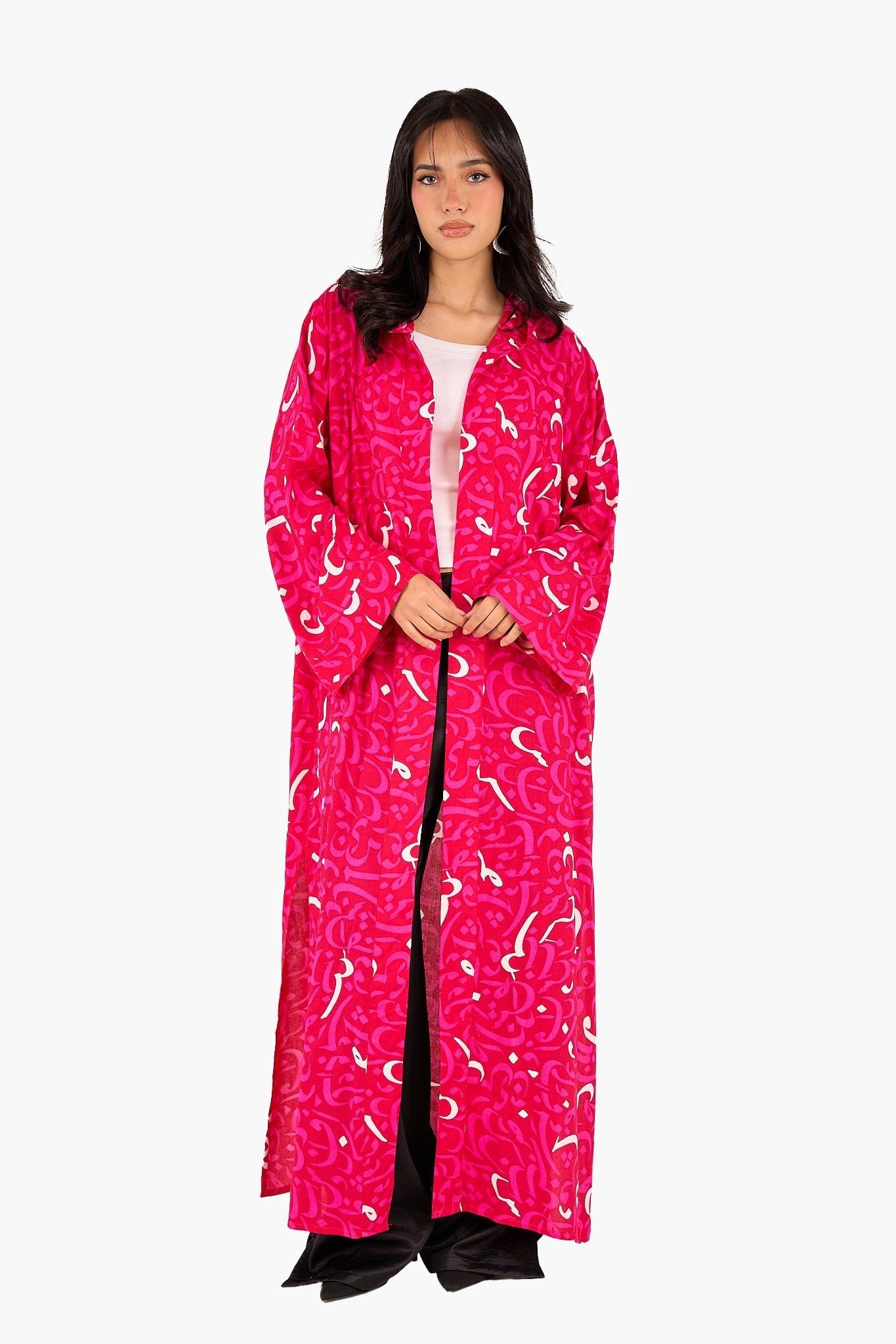 Arabic Letters Hooded Kimono