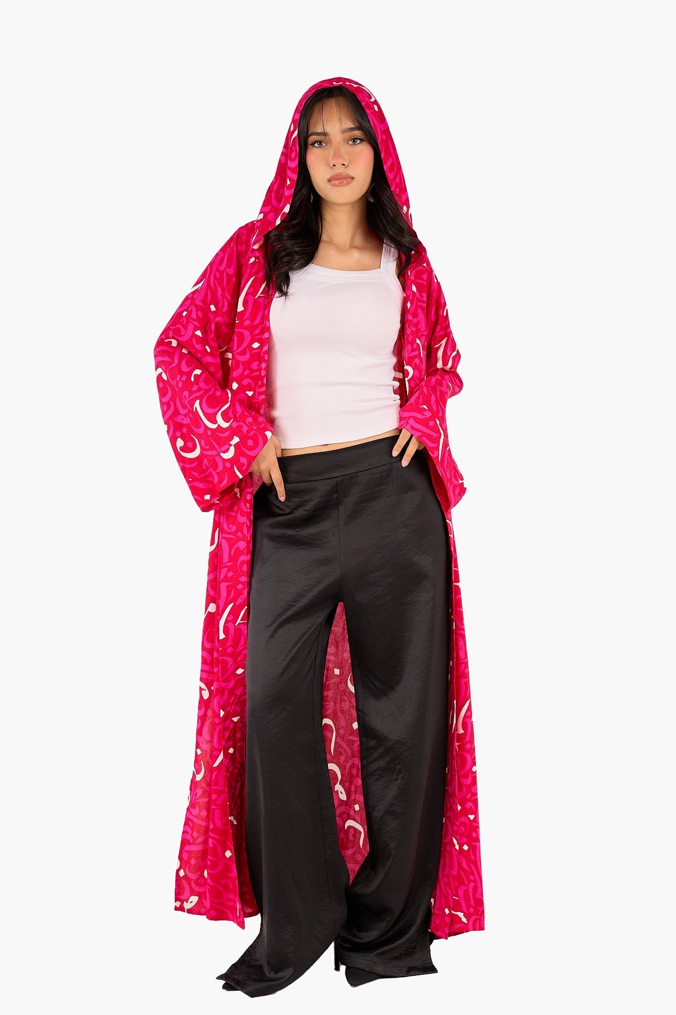 Arabic Letters Hooded Kimono