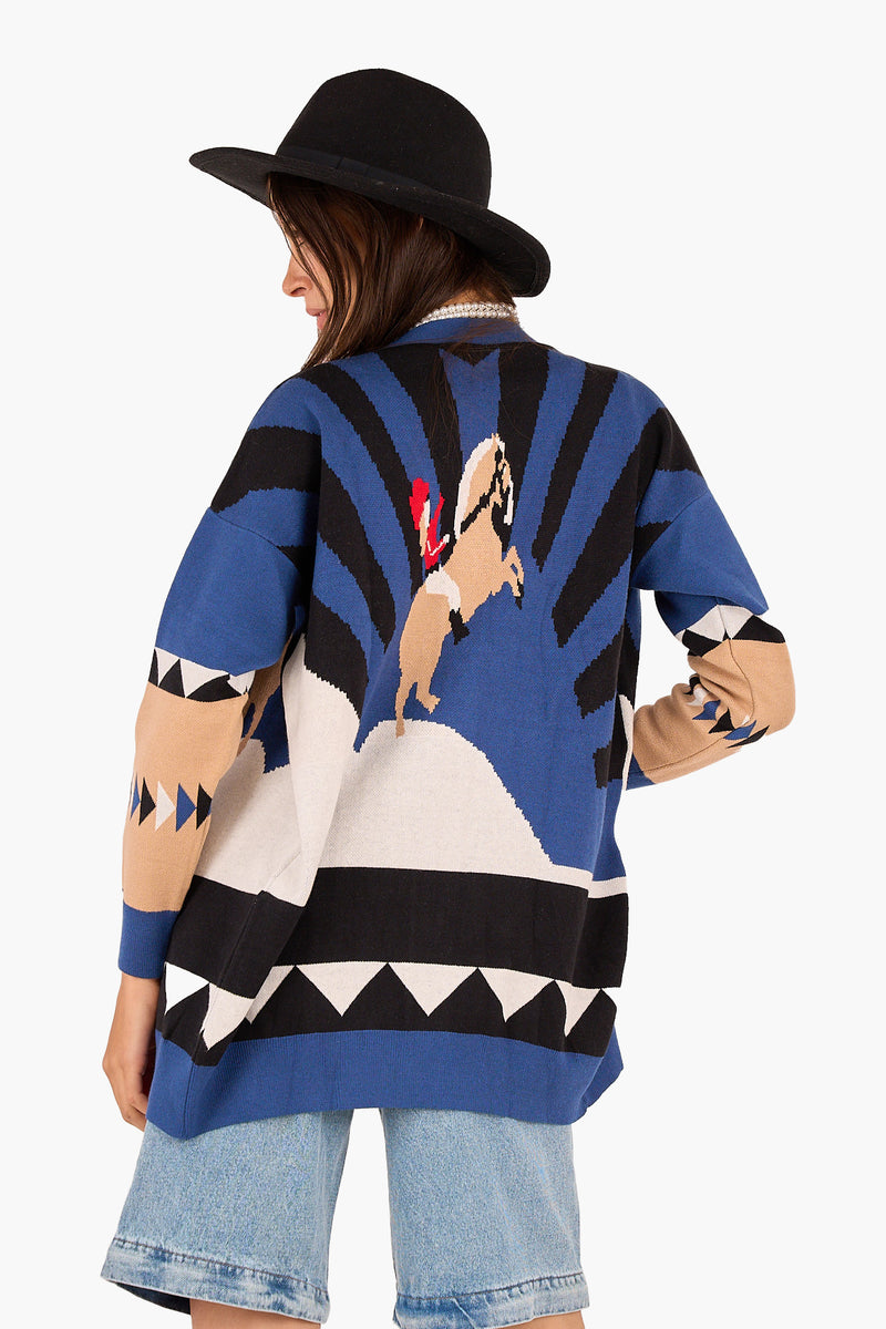 Horse Printed Wool Cardigan