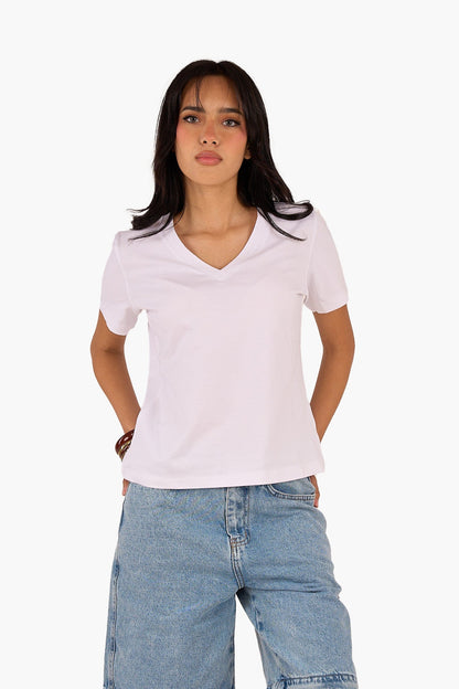 Classic V-Neck Cotton Blend T-Shirt