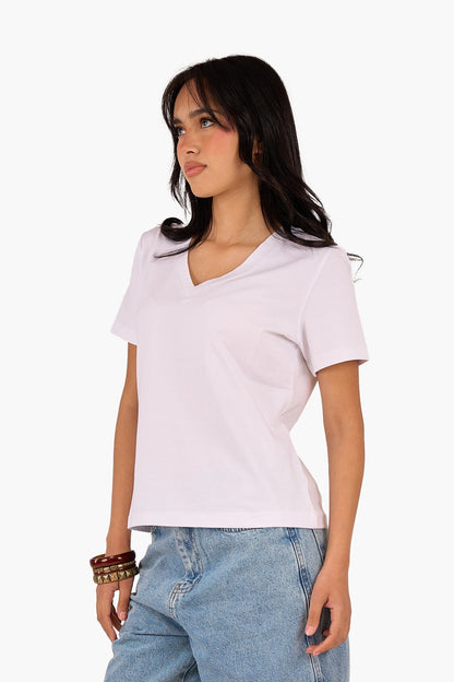 Classic V-Neck Cotton Blend T-Shirt