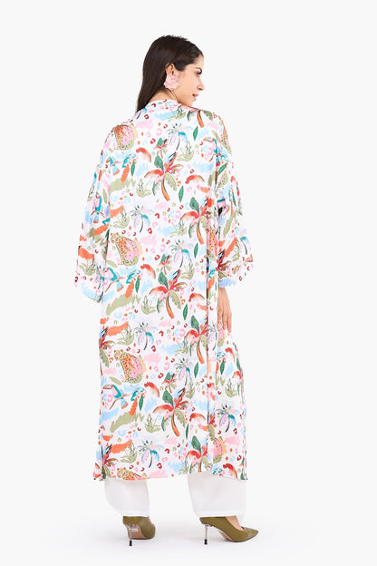 Colorful Palm-Print Kimono