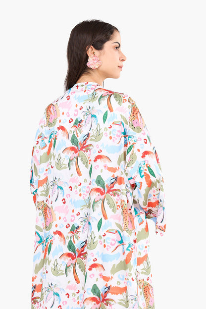 Colorful Palm-Print Kimono