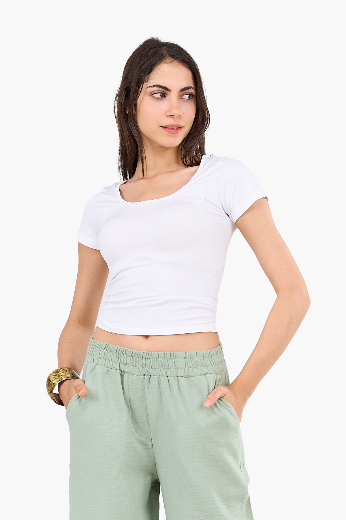 Round Neck Cropped Top