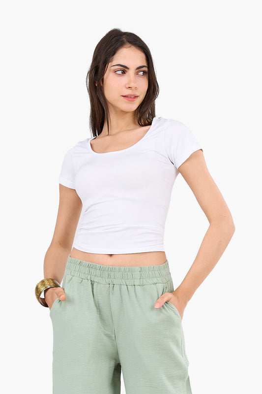 Round Neck Cropped Top