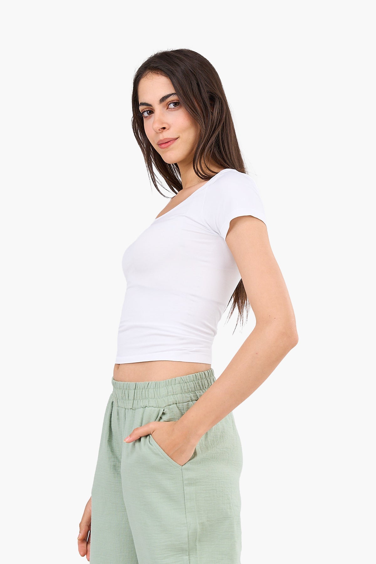 Round Neck Cropped Top