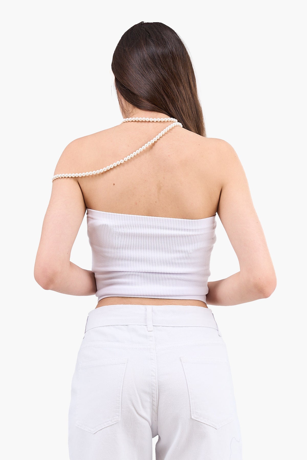 Strapless Cropped Ribbed Top