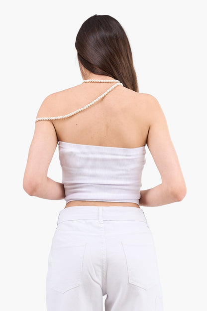 Strapless Cropped Ribbed Top