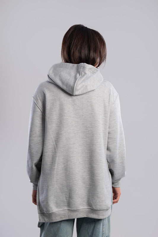 Oversized Hoodie With Pocket - Grey
