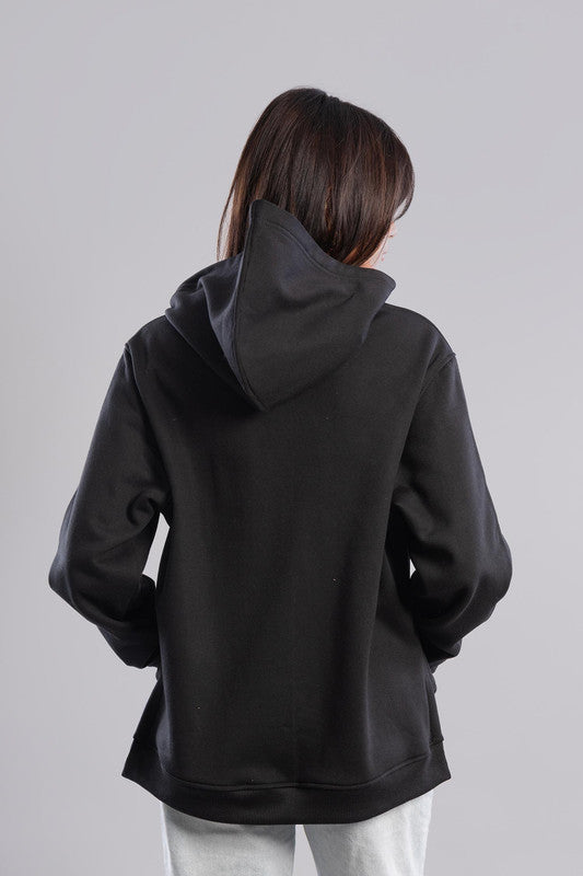 Classic Medium-Length Hoodie - Black