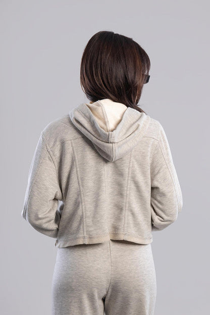 Cropped Zip-Up Hoodie - Grey