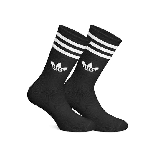 Cotton Adidas Striped Crew Socks – Black