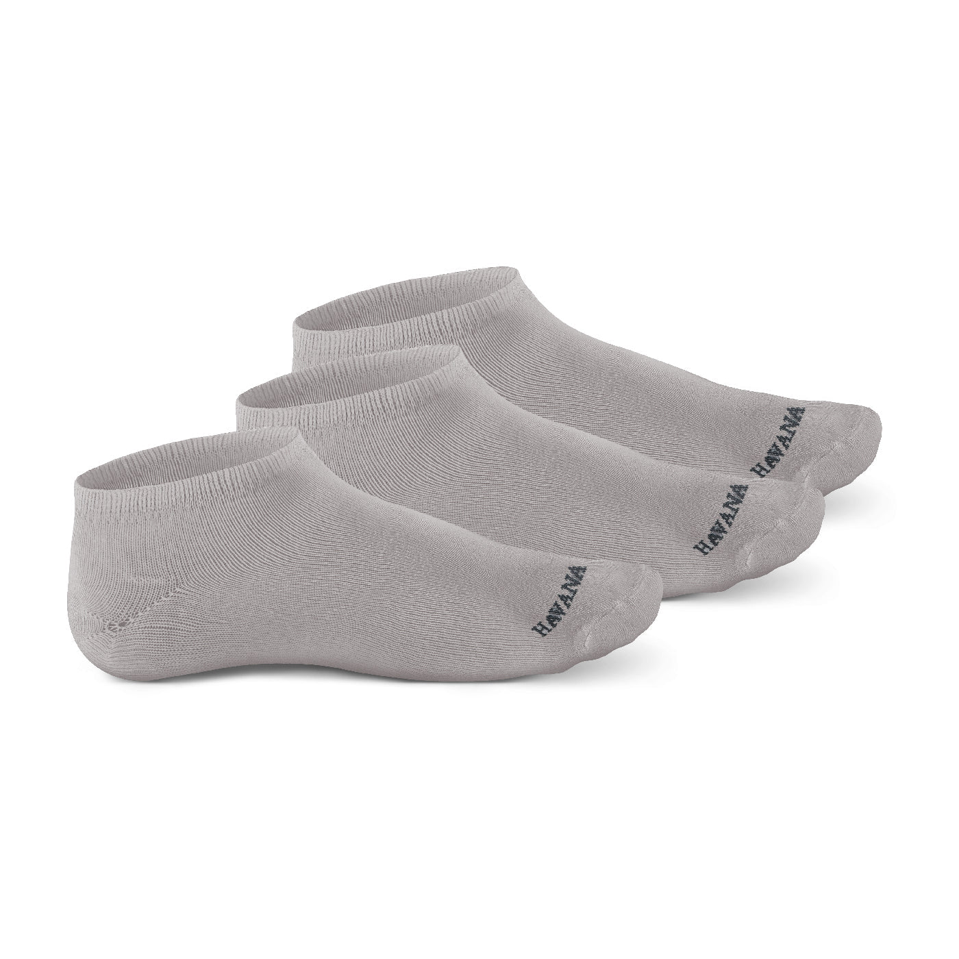 Plain Grey Ankle 3 Pack Socks