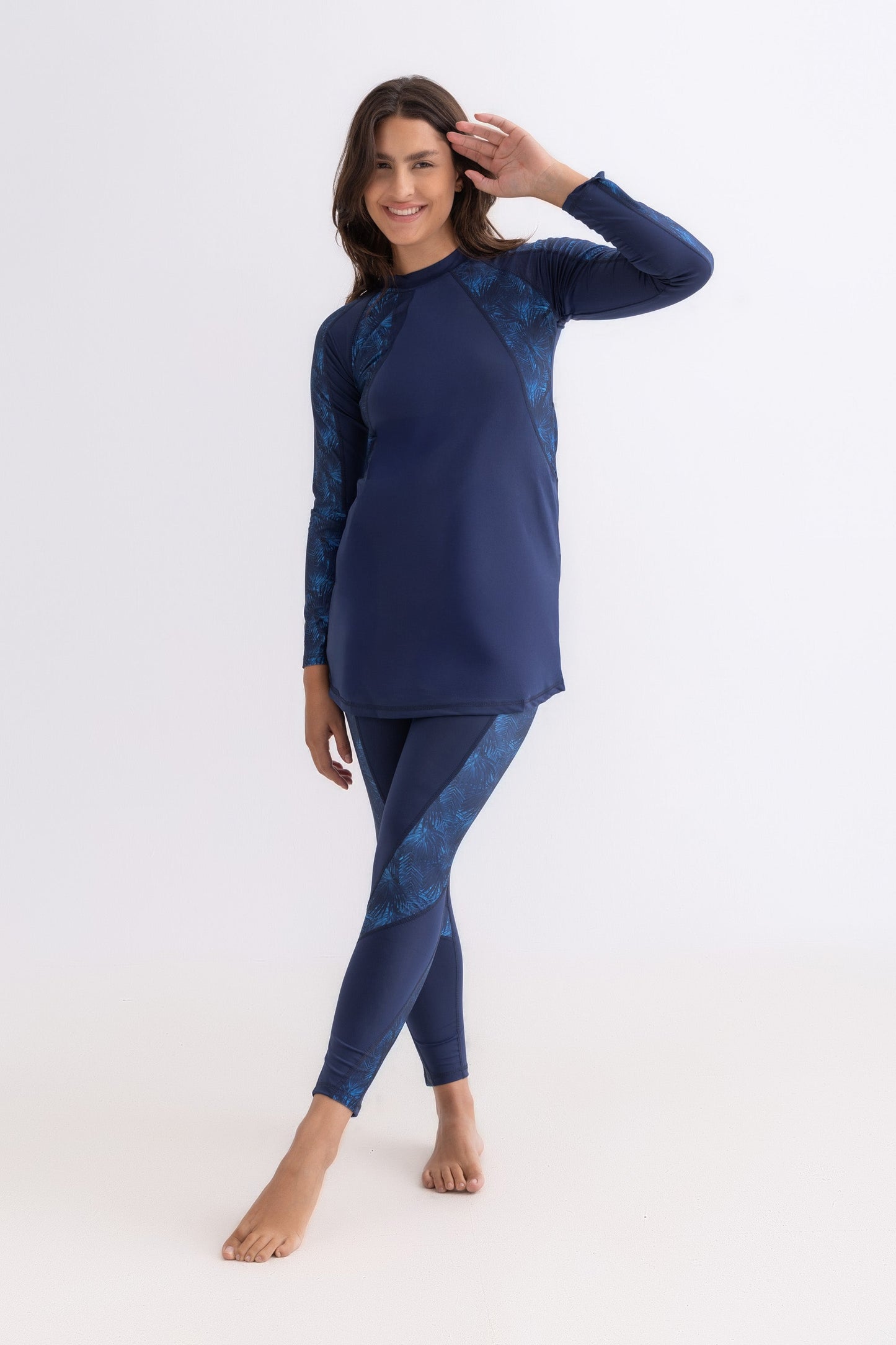 Lycra Asymmetrical Basic Swimsuit - Navy