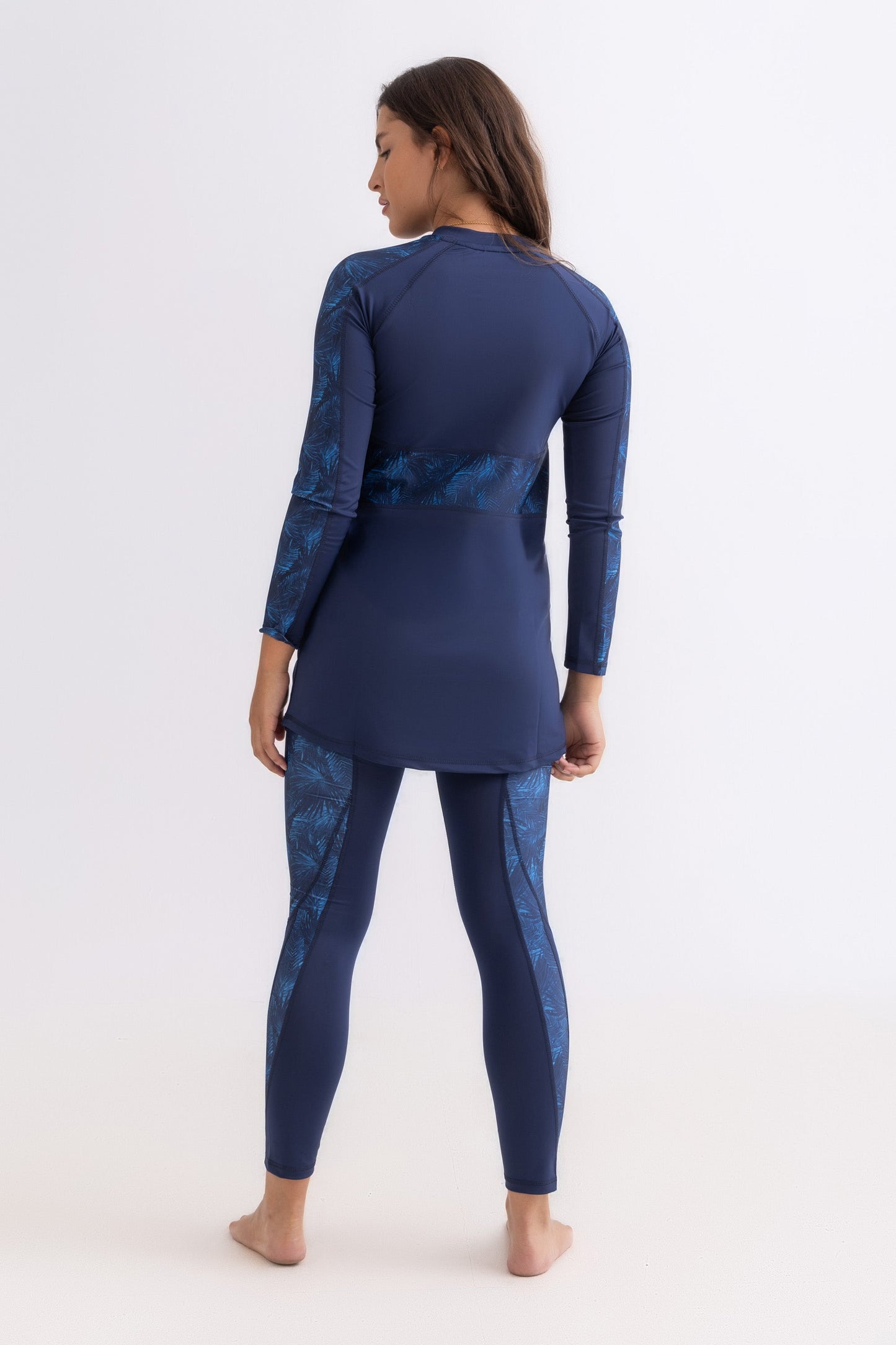 Lycra Asymmetrical Basic Swimsuit - Navy