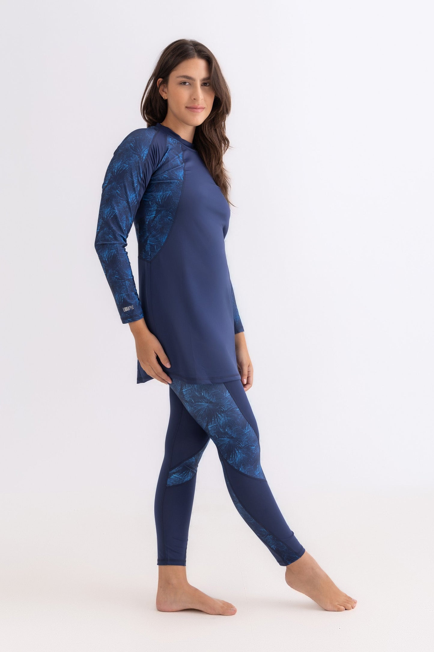 Lycra Asymmetrical Basic Swimsuit - Navy