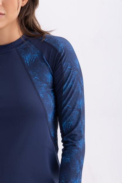 Lycra Asymmetrical Basic Swimsuit - Navy