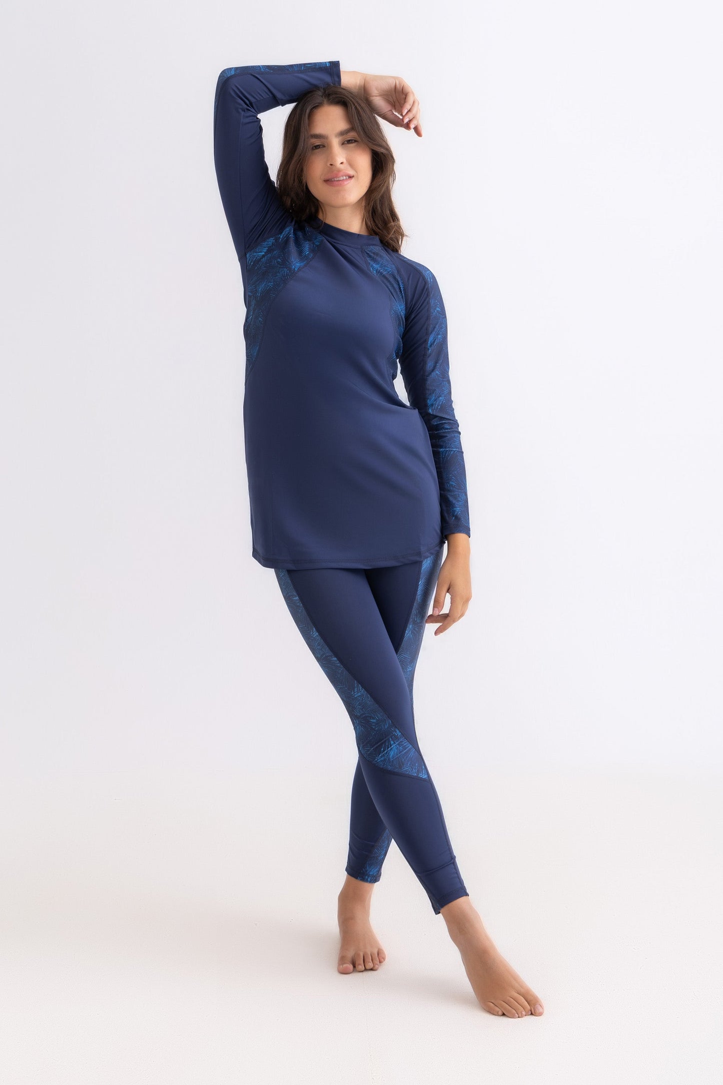 Lycra Asymmetrical Basic Swimsuit - Navy