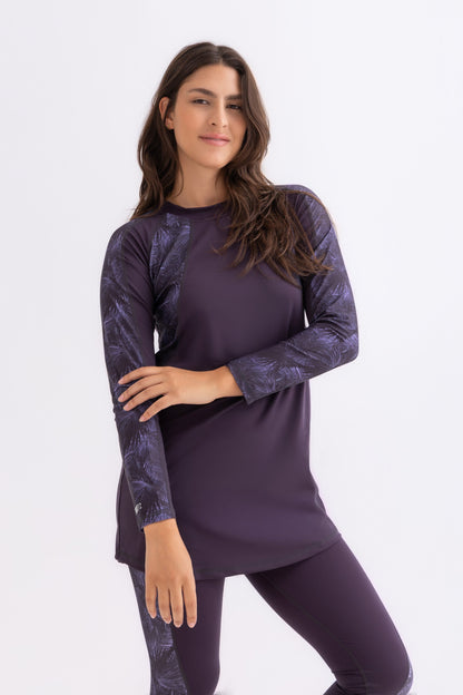 Lycra Asymmetrical Basic Swimsuit - Purple