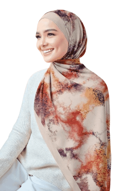 Printed Chiffon Crepe Veil - Multicolor